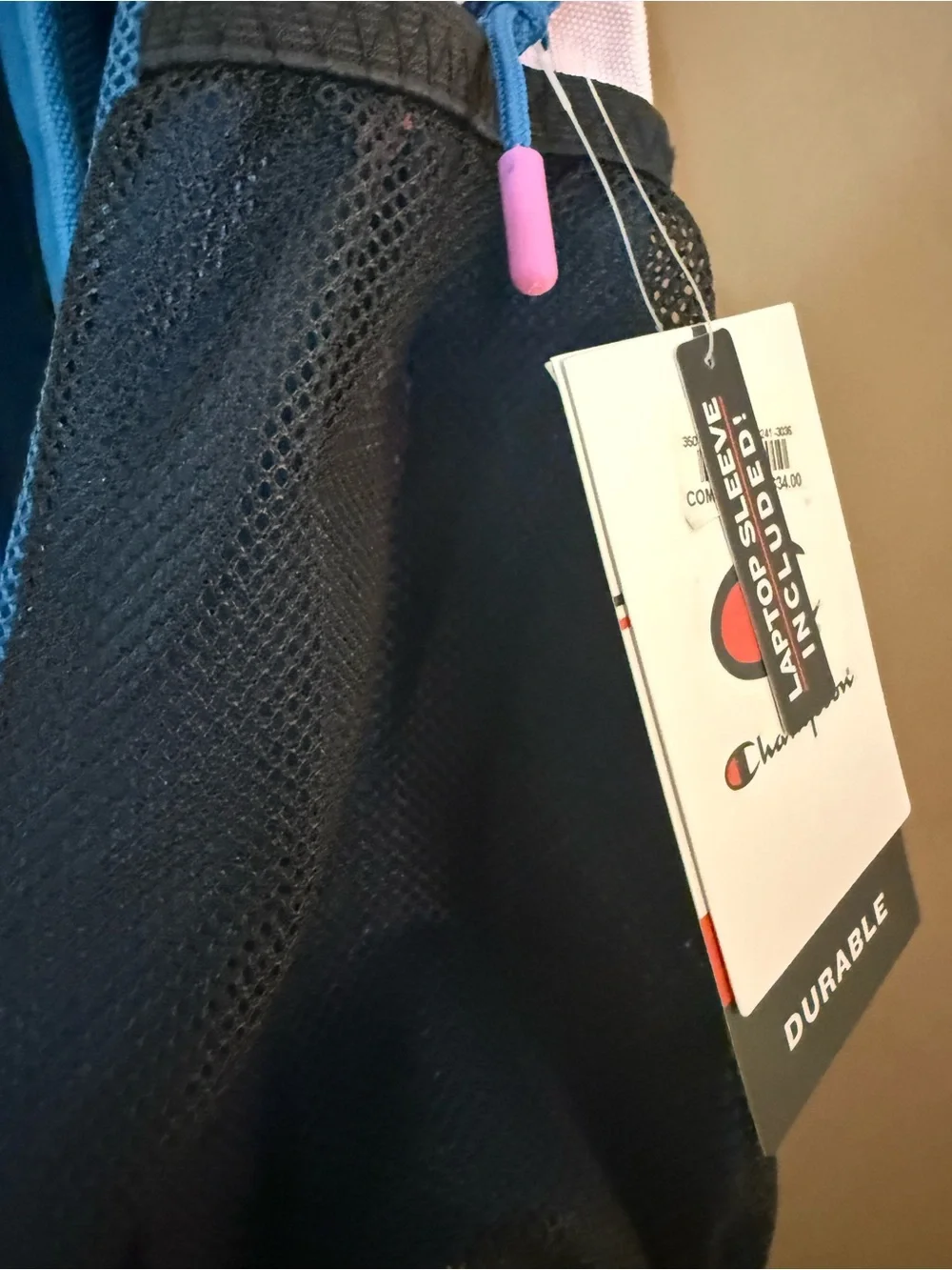 Champion Pink and Blue Kids Backpack with Bungee Front